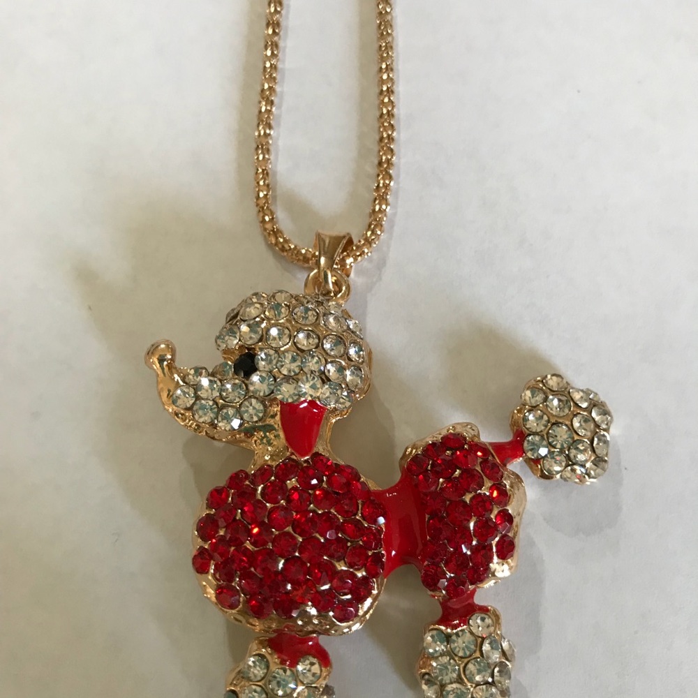 Betsey Johnson red poodle necklace